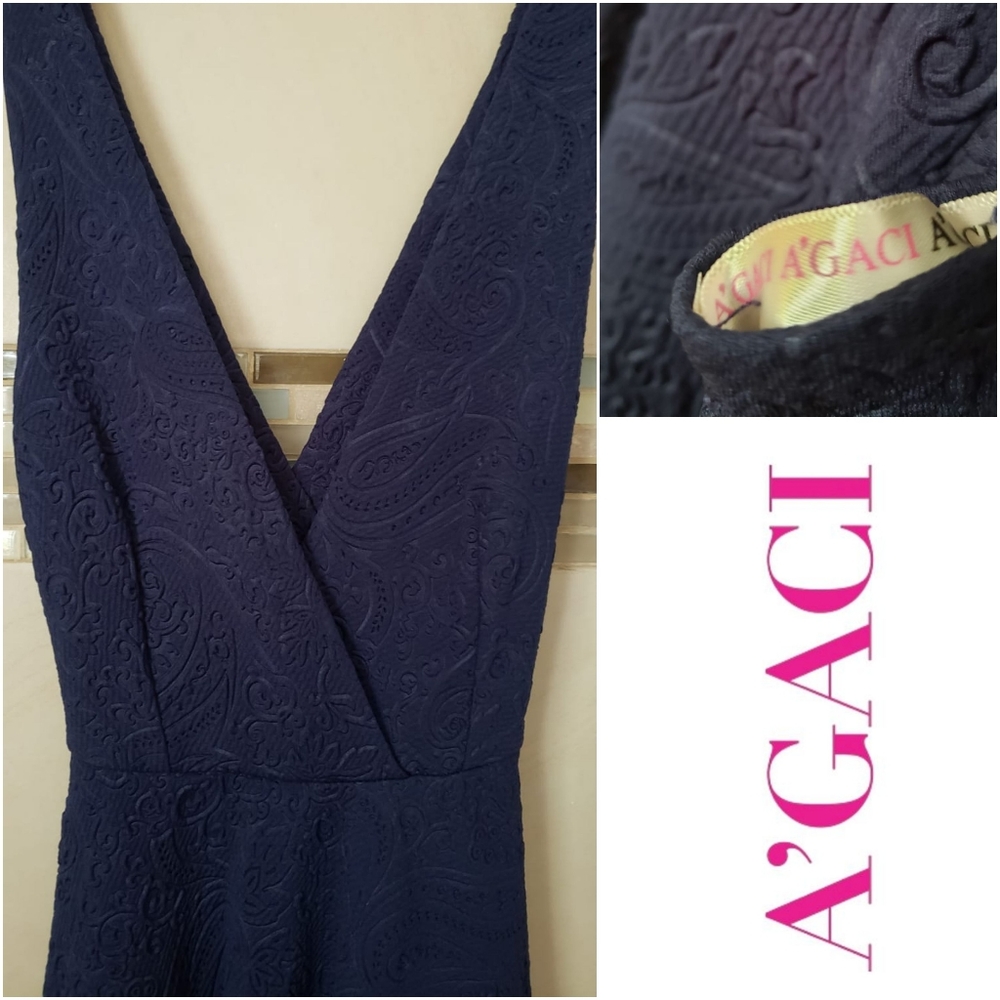 🌠A'gaci🌠texturized royal blue elegant mini dress - Picture 3 of 5